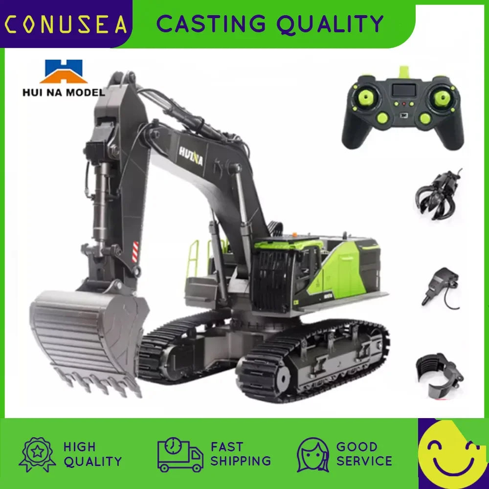 1/14 HUINA 1593 582 RC Excavator Dumper Truck crawler Alloy Tractor Loader 2.4G Radio Controlled Car Engineering toy for boy Beauty World Shop