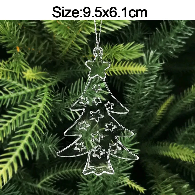 5pcs Christmas Home Decorations Crystal Acrylic Ornaments Snowflake Elk Xmas Tree Hanging Pendants Navidad 2025 New Year Gift Beauty World Shop