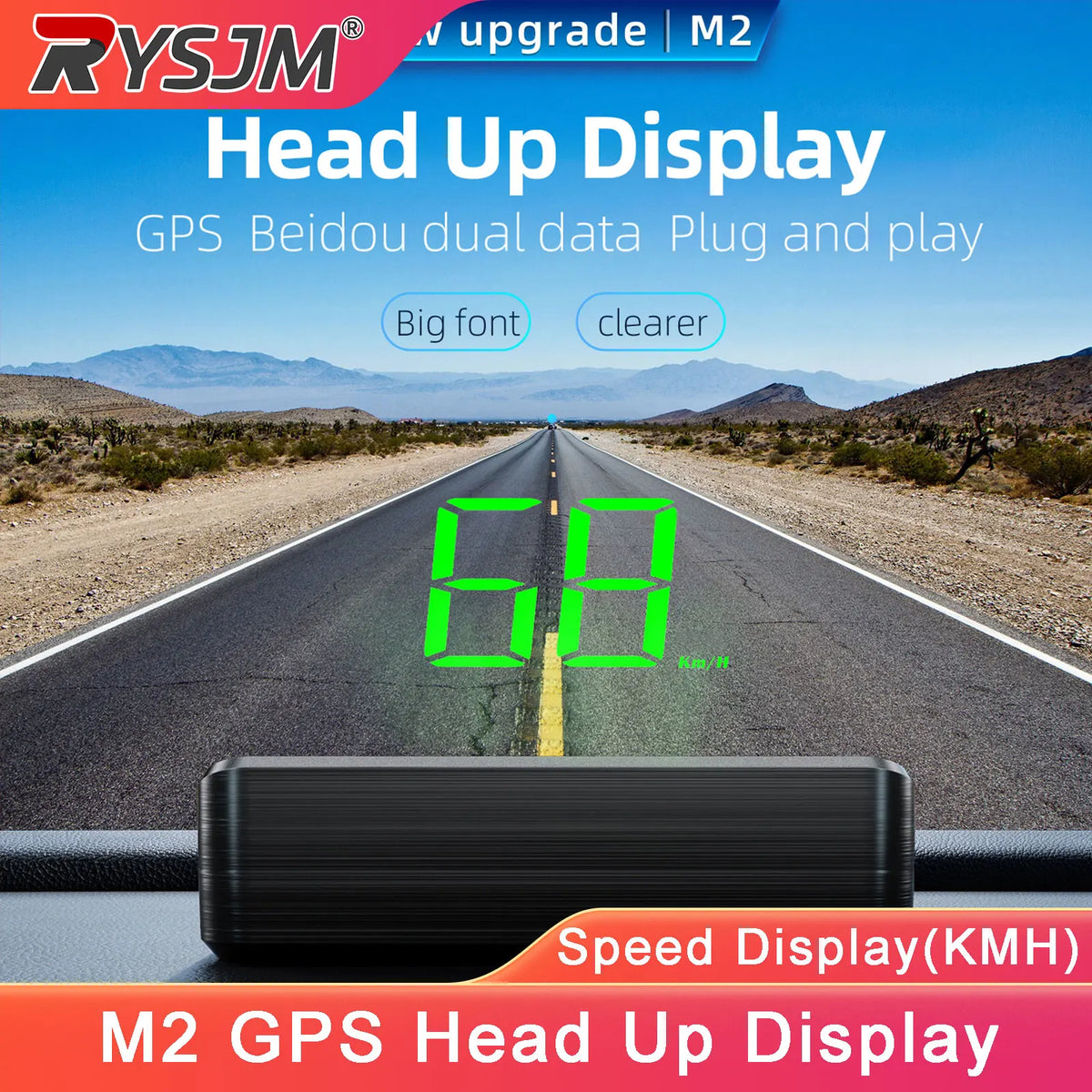  M2 Car GPS Head Up Display Universal Car Speedometer Gauge KM/H Windshield Projector Automatic Photosensitive Digital Speed Me Beauty World Shop