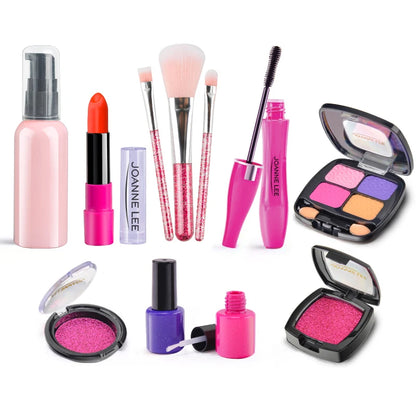 Girls Make Up Toy Set Pretend Play Lipstick Nail Polish Princess Pink Makeup Toys For Girls Dress Up Educational Toys Kids Gifts Beauty World Shop