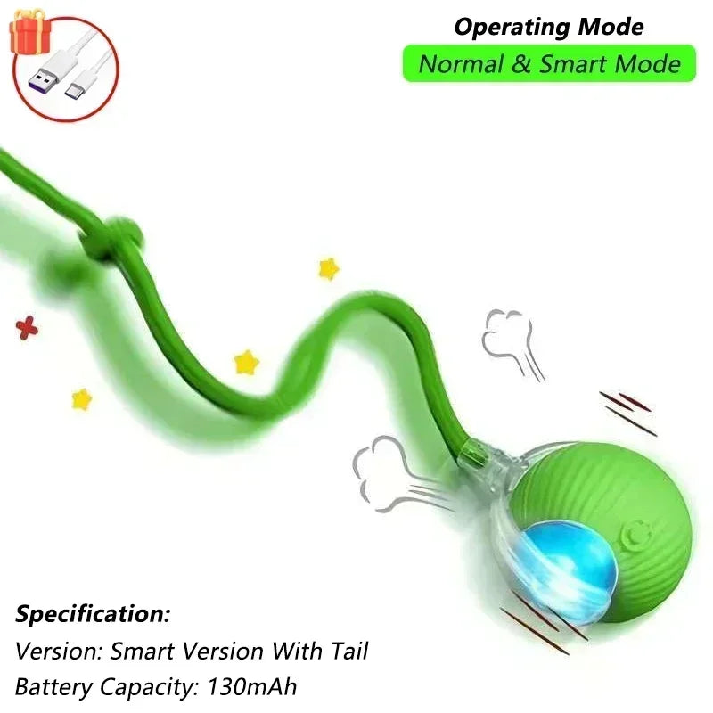 Cat Interactive Ball Toy, Automatic Rolling Ball with Tail, Rechargeable Smart Pet Interactive Toy, Intelligent Mouse for Cat Beauty World Shop