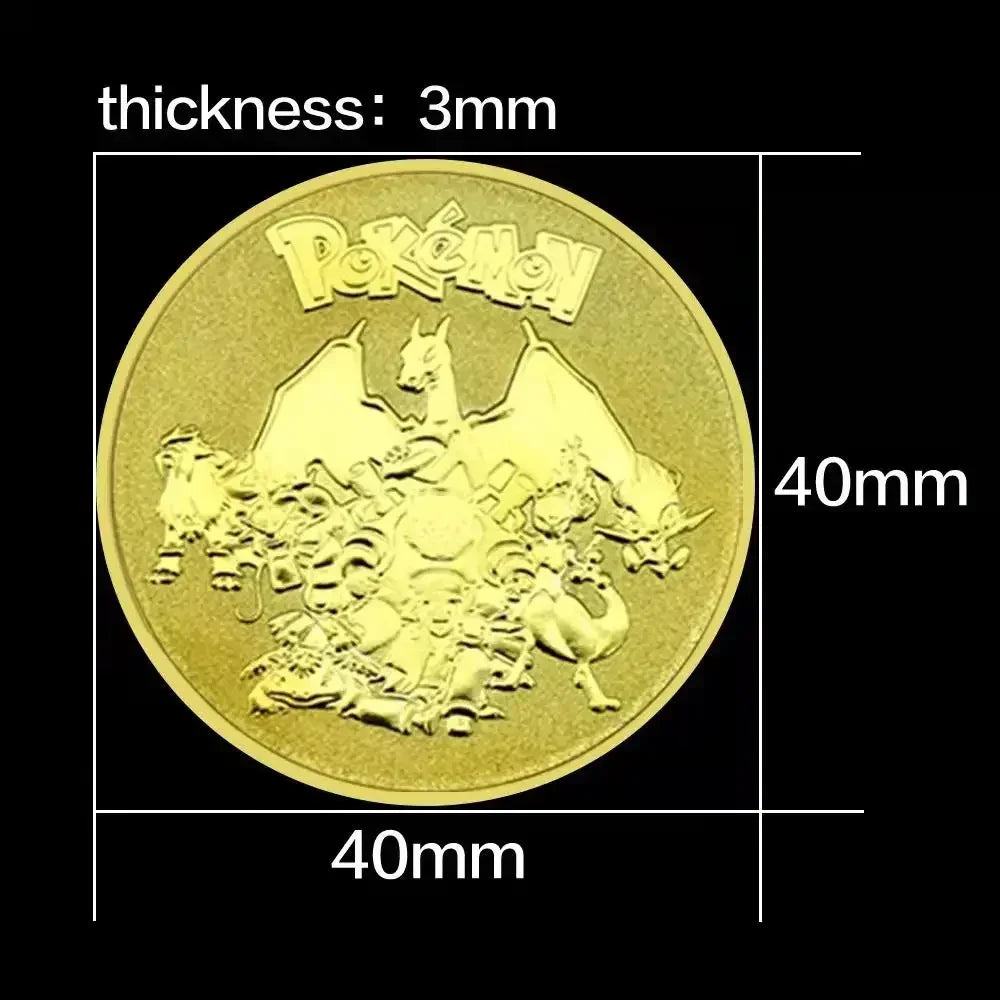 Pokemon commemorative Coin Metal Coins Anime Commemorative Coin Charizard Pikachu Golden Pokemon Cards Round Metal Coin Toy Gift Beauty World Shop