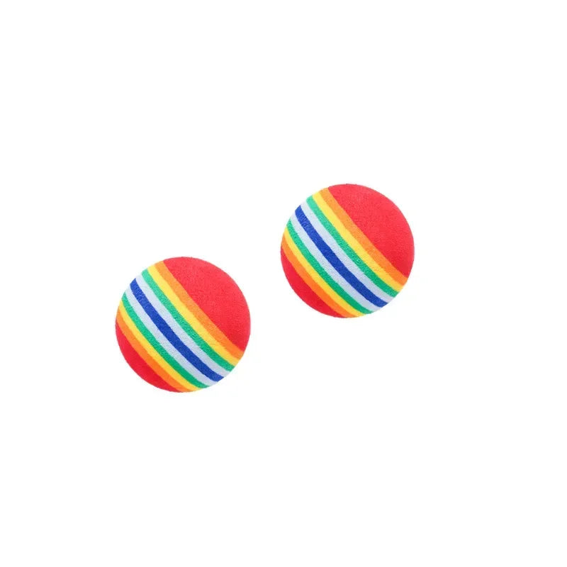 10PCS/5PCS Rainbow Cat Toys Ball Interactive Cat Dog Play Chewing Rattle Scratch Ball Training Cat Rainbow Ball Toy Pet Supplies Beauty World Shop