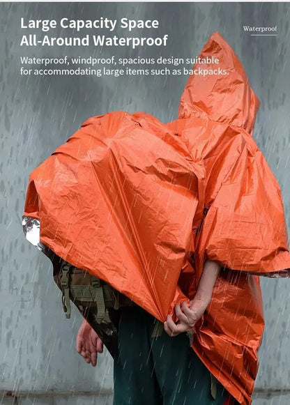 Emergency Raincoat Poncho Waterproof Rainwear Blanket Survival Camping Equipment Cold Insulation Rainwear Camping Equipment Beauty World Shop