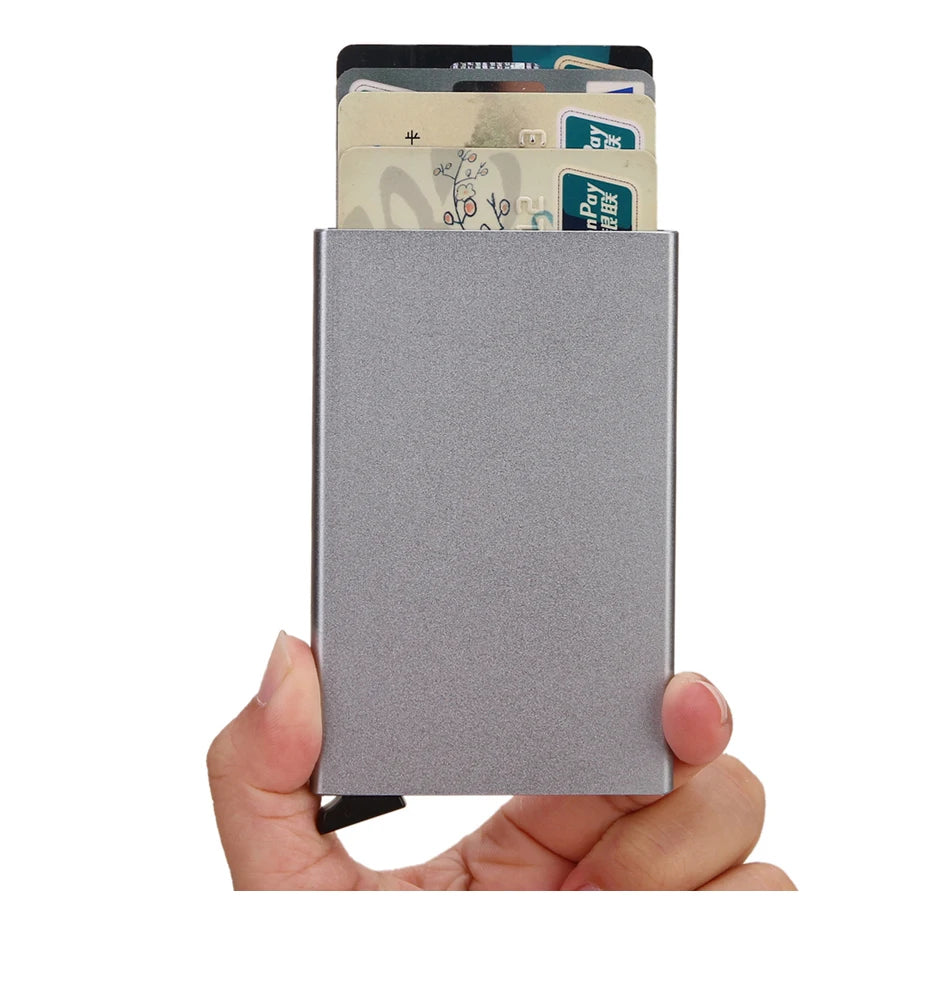 Rfid Smart Wallet Card Holder Metal Thin Slim Men Women Wallets Pop Up Minimalist Wallet Small Black Purse Vallet Walets for Men Beauty World Shop