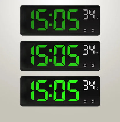 Voice Control Digital Alarm Clock Temperature Dual Alarm Snooze Desktop Table Clock Night Mode 12/24H LED Digital Clock Desk Beauty World Shop