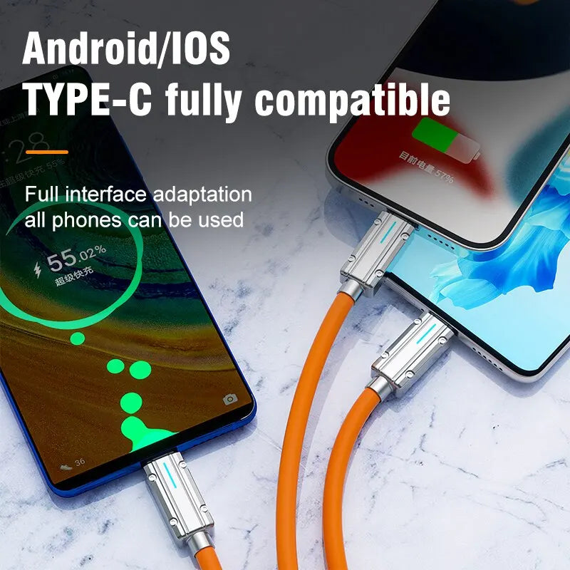 3 In 2 Type-C Mobile Phone Usb Fast Charging 66w Data Cable Suitable For iPhone Huawei OPPO Xiaomi Samsung Redmi Charging Cable Beauty World Shop