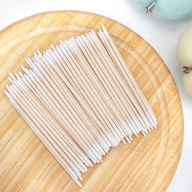 100/300 Pcs Disposable Ultra-small Cotton Swab Brush Lint Free Micro Wood Makeup Brushes Eyelash Extension Glue Removing Tools Beauty World Shop
