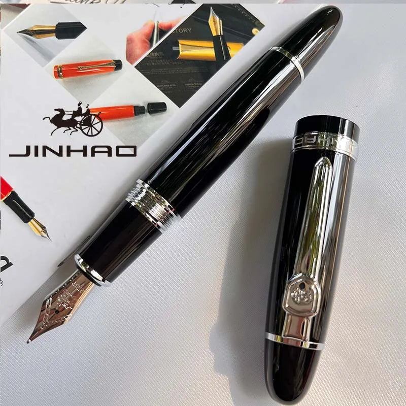 1 PCS JINHAO 159 Classic Design SIlver Trim Calligraphy Iridium Business Pen With Converter Beauty World Shop