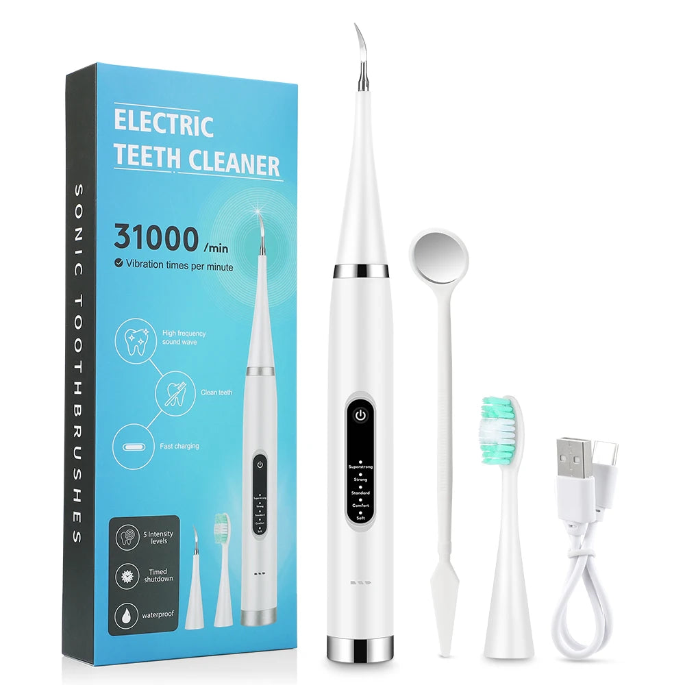 Electric Teeth Whitening Dental Calculus Scaler Plaque Coffee Stain Tartar Removal High Frequency Sonic Toothbrush Teeth Cleaner Beauty World Shop
