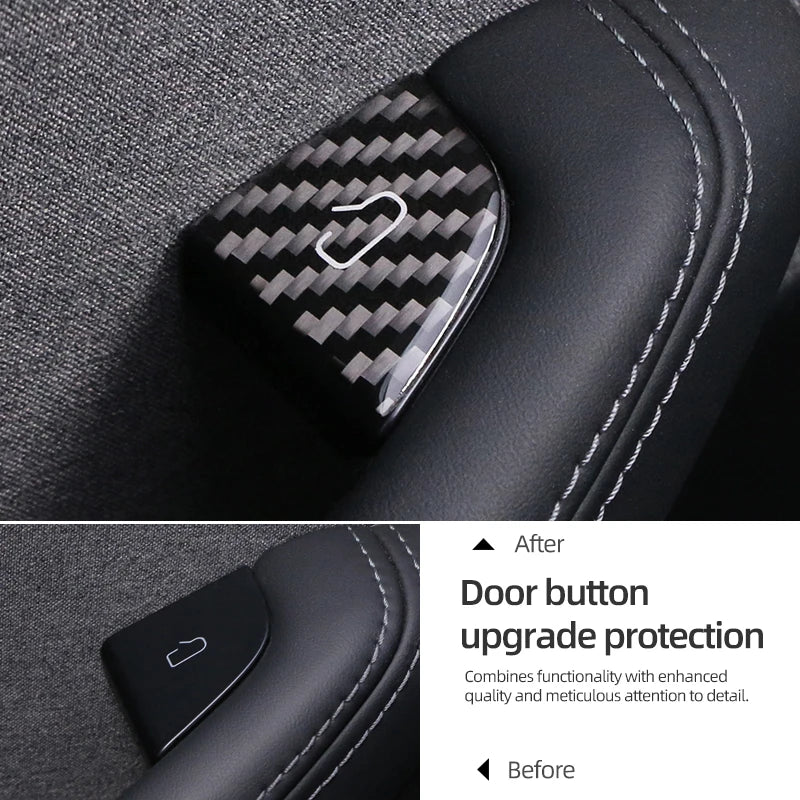 For Tesla Model Y 2019-2025 Juniper Model 3 Highland 2024 Carbon Fiber Car Interior Door Switch Button Trim Stickers Accessories Beauty World Shop