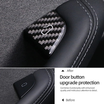 For Tesla Model Y 2019-2025 Juniper Model 3 Highland 2024 Carbon Fiber Car Interior Door Switch Button Trim Stickers Accessories Beauty World Shop