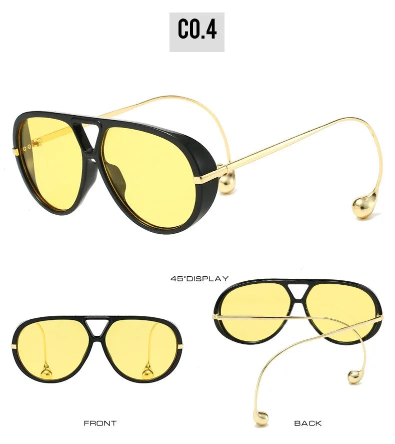 2025 European and American Fashion Sunglasses Male Pilot Double Beam Large Frame Metal New Sunglasses Female Beauty World Shop
