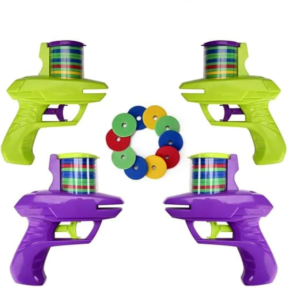 Kids Outdoor Game Foam Disc Gun Toy Flying Disc Shooting Launcher Gun Double Parent-child Interactive Children Toy Beauty World Shop