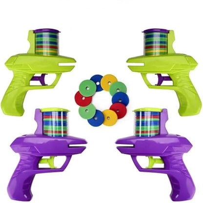 Kids Outdoor Game Foam Disc Gun Toy Flying Disc Shooting Launcher Gun Double Parent-child Interactive Children Toy Beauty World Shop