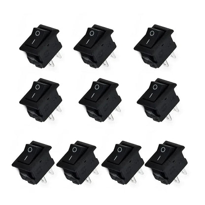 10 Pcs round Rocker Switches 250V 3A 2-Pin ON/OFF Toggle SPST for Auto Car Truck Boat 10x15mm Beauty Trend Shop