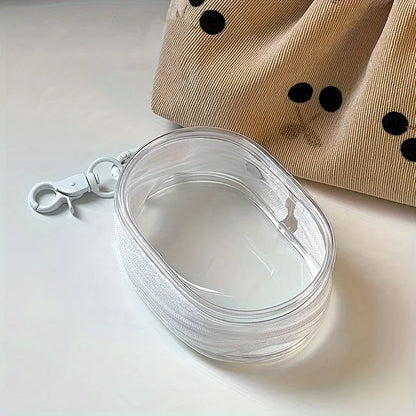 Portable Mini Clear Zipper Storage Bag - Space-Saving Organizer for Earphones & Chargers, Versatile with Handy Keychain Loop Beauty Fashion