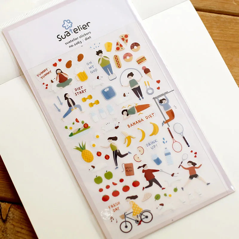 Korean Import Original Suatelier Collection Kawaii Daily Stickers Scrapbooking Diy Journal Stationery Sticker Deco Art Supplies Beauty World Shop