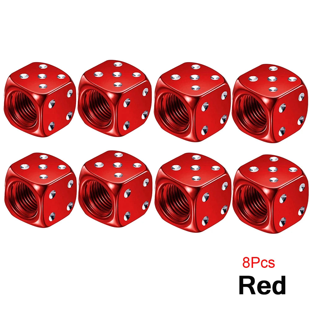 Aluminum Dice Tire Valve Caps Dustproof Car Truck Motocycle Bike Dice Wheel Stem Tyre Tire Wheel Stem Air Valve Dust Cap Cover Beauty World Shop