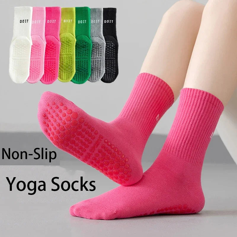 3 Pairs Cotton Yoga Socks For Women Solid Color Professional Non-slip Pilates Dance Gym Sports Breathable Fitness Floor Socks Beauty World Shop