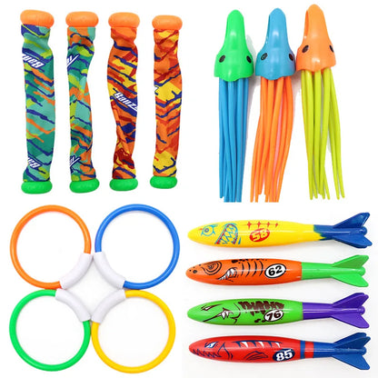 Diving Toys Set Swimming Pool Toys for Kids Diving Sticks Diving Rings Pirate Treasures Fish Toys Octopus Water Swim Bath Toys Beauty World Shop