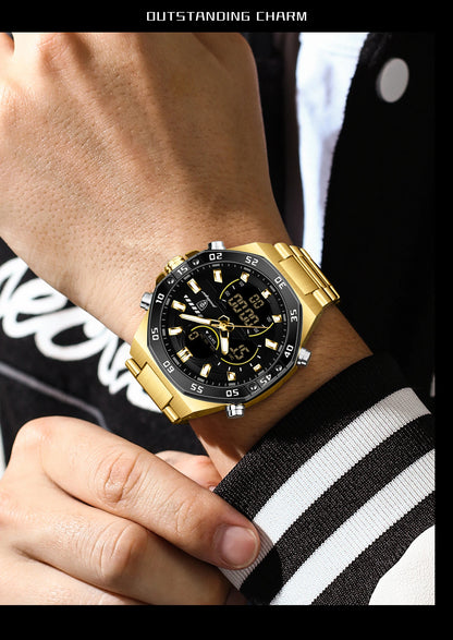 POEDAGAR Top Men Clock LED Luminous Waterproof Week Date Military Man Wristwatch Electronic Stainless Steel Quartz Men's Watches Beauty World Shop