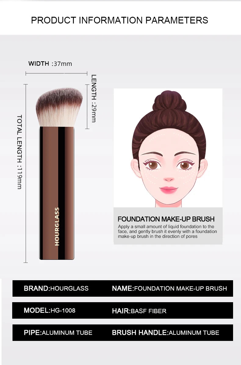 Hourglass Makeup Brush- No.20 Vanish Seamless Finish Foundation Brush Soft Fiber Hair Fashion Design Single Face Brush Beauty World Shop