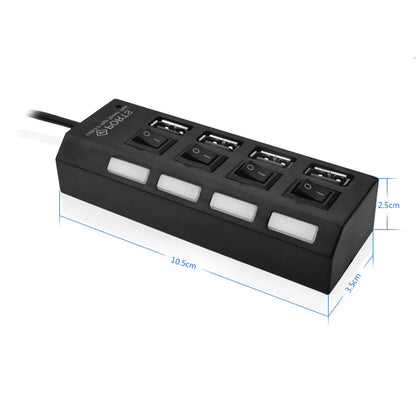 High Speed 4/7 Ports USB HUB 2.0 Adapter Expander Multi USB Splitter Multiple Extender with LED Lamp Switch for PC Laptop Beauty World Shop