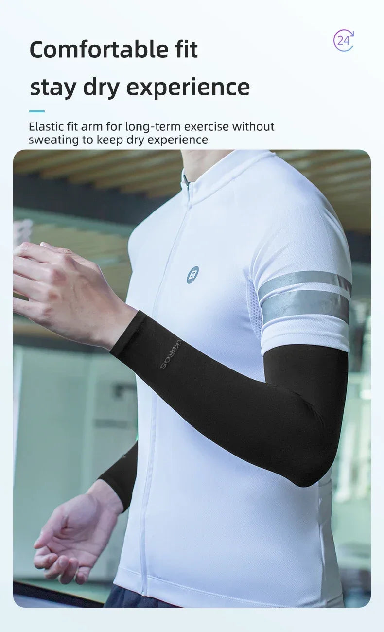ROCKBROS Ice Silk Arm Sleeves Sun Protection UV Mangas Running Cycling Arm Warmers Sports Basketball Volleyball Cool Arm Sleeves Beauty World Shop