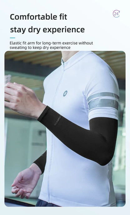 ROCKBROS Ice Silk Arm Sleeves Sun Protection UV Mangas Running Cycling Arm Warmers Sports Basketball Volleyball Cool Arm Sleeves Beauty World Shop