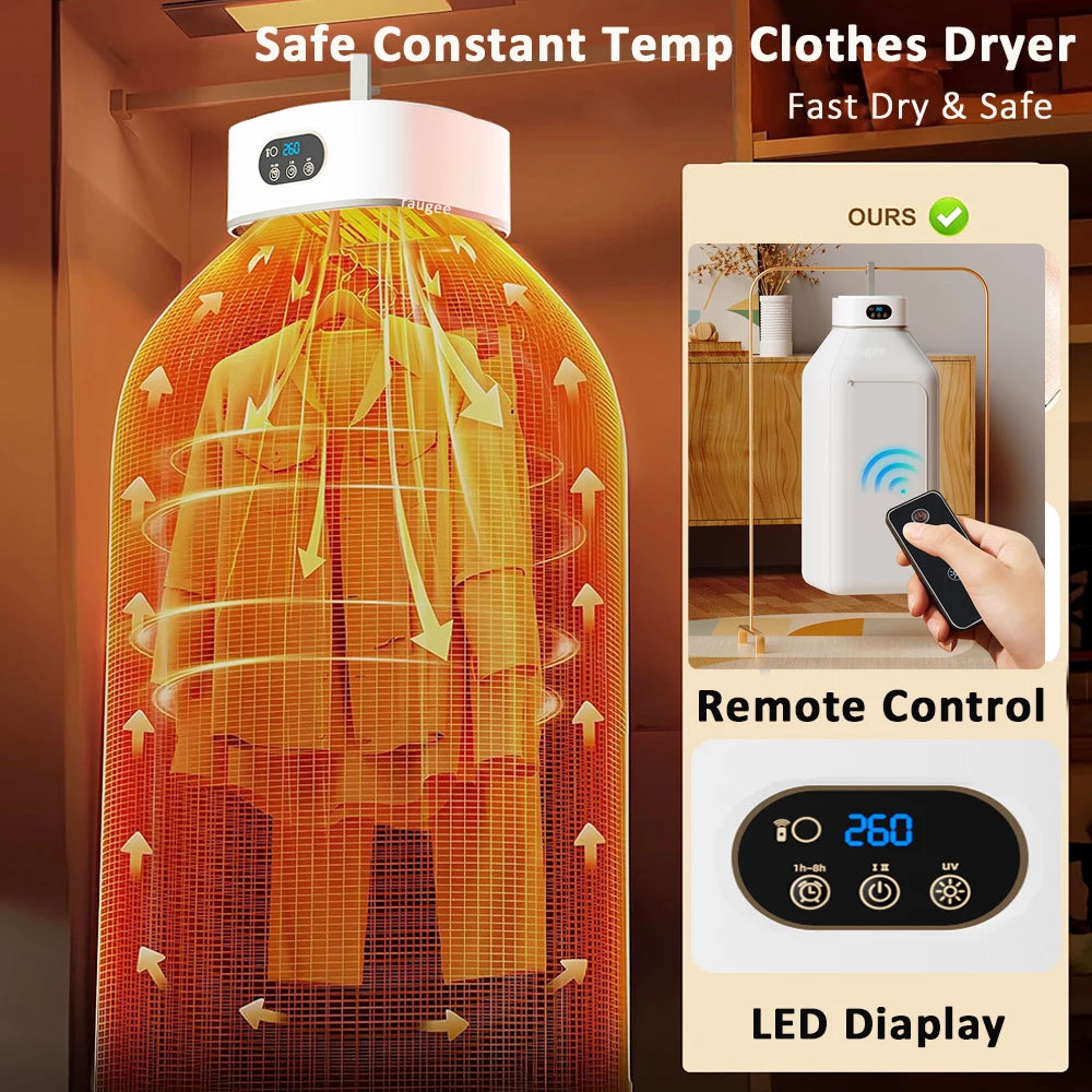 Portable Clothes Dryer Folded Electric Clothing Dryer Multifunctional Intelligent Timed Warm Laundry Dryer with Remote Control Beauty World Shop