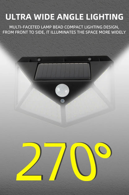 100 LED Solar Lights Outdoor Wall Lamp 3 Modes 270° Lighting Angle IP65 Waterproof Motion Sensor Security Lights Wireless Lights Beauty World Shop