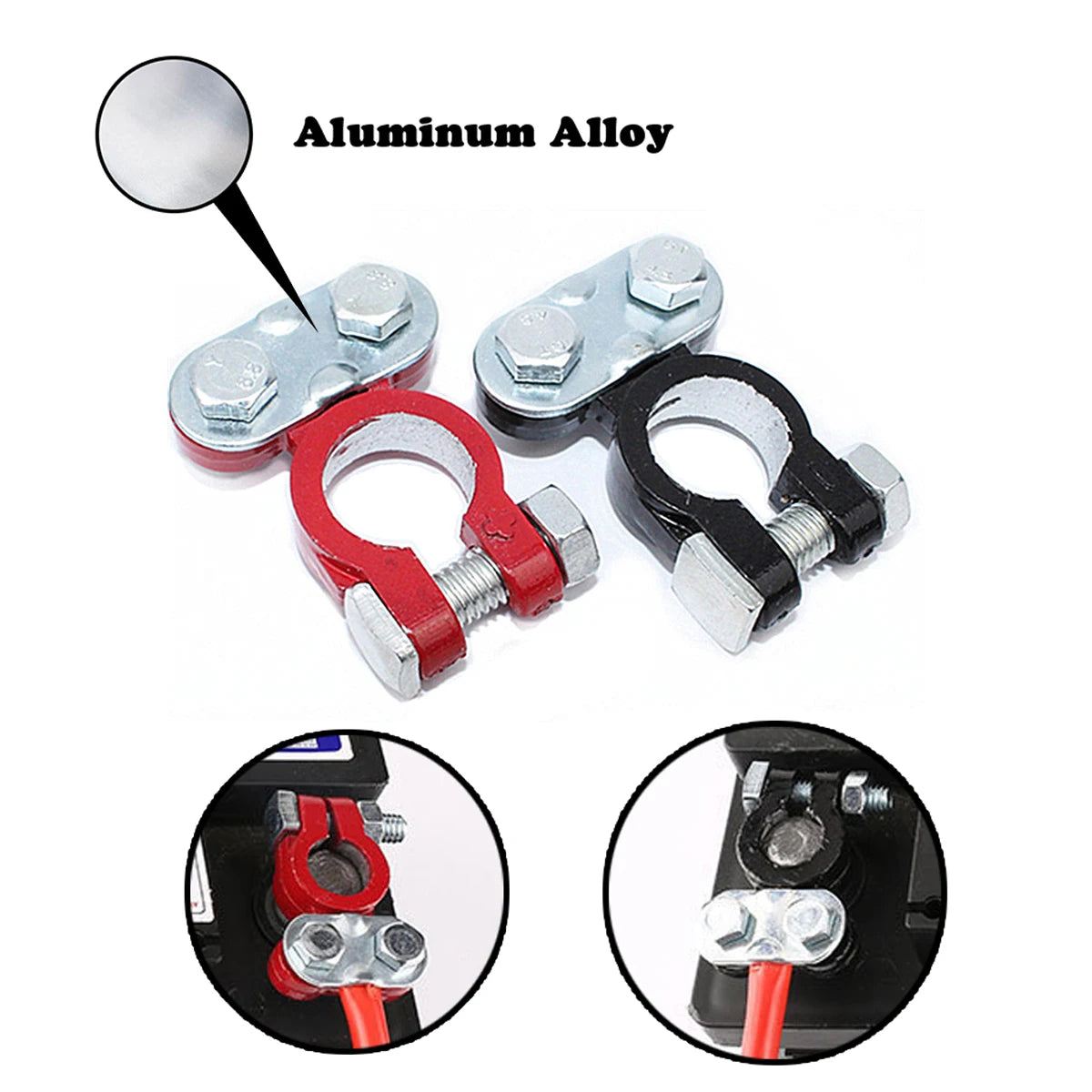 2Pcs Car Battery Terminal Connectors Quick Release Disconnect 12V 24V Positive Negative Battery Cable Ends for SAE/JIS Type Car Beauty World Shop