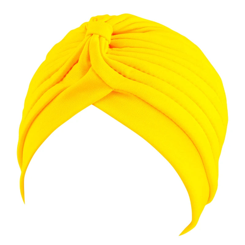 New Knotted Ruffle Turban Ladies Soft Headscarf Casual Streetwear Female Muslim Hijab Indian Hats Cancer Chemo Cap Turbante Beauty World Shop