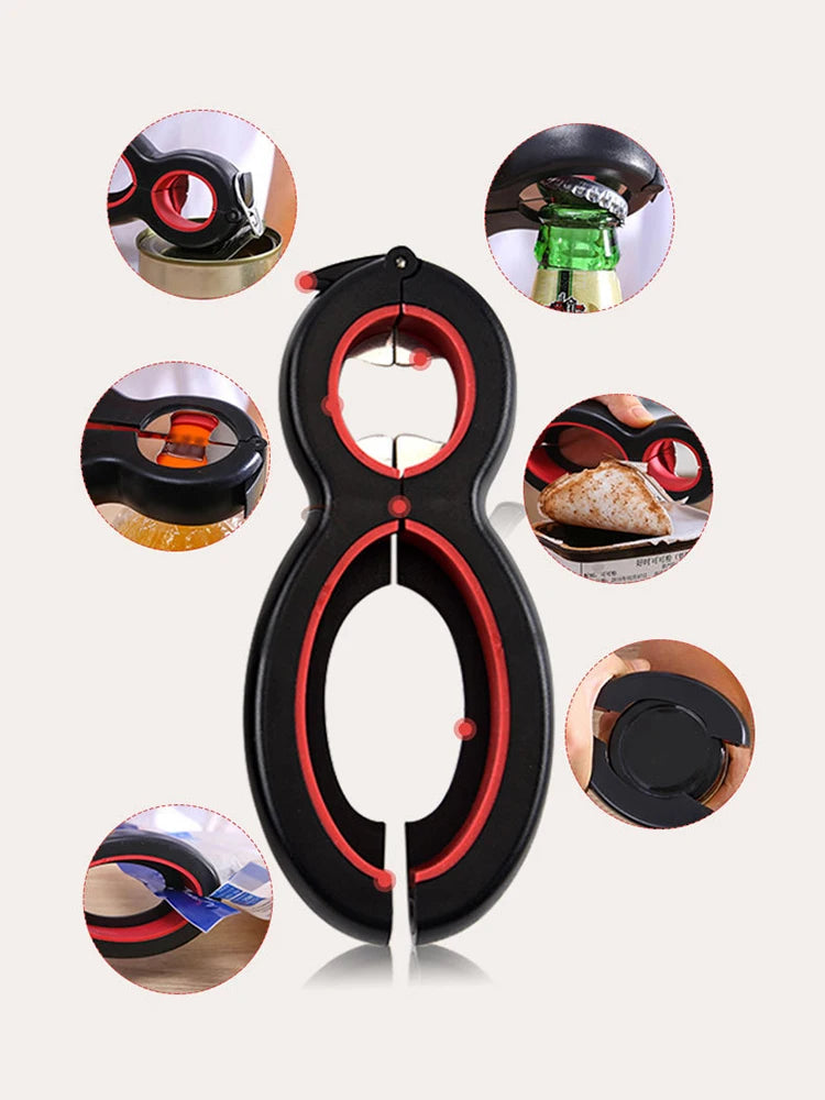 Multifunctional 6-in-1 Jar Opener And 4-in-1 Bottle Opener with Non-Slip Lids Gripper - Kitchen Tool for Easy Opening Beauty Fashion