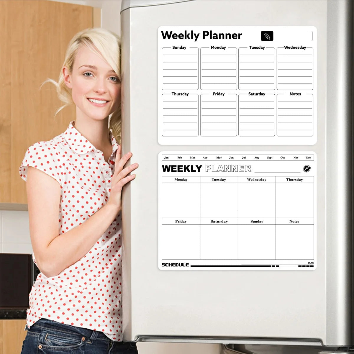 Magnetic Refrigerator Calendar Sticker - Reusable Weekly/Monthly Planner, Customizable Note Board for Home Office Beauty World Shop