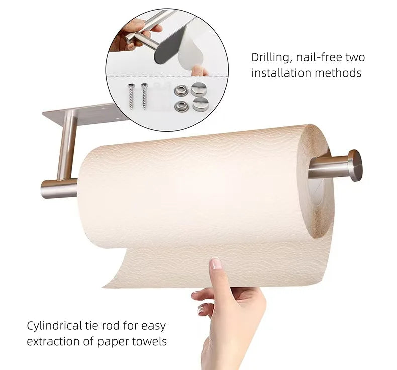 Kitchen Paper Towel Holder Adhesive Tissue Hanger Toilet Roll Paper Dispenser Cabinet Storage Napkin Rack Bathroom Accessories Beauty World Shop