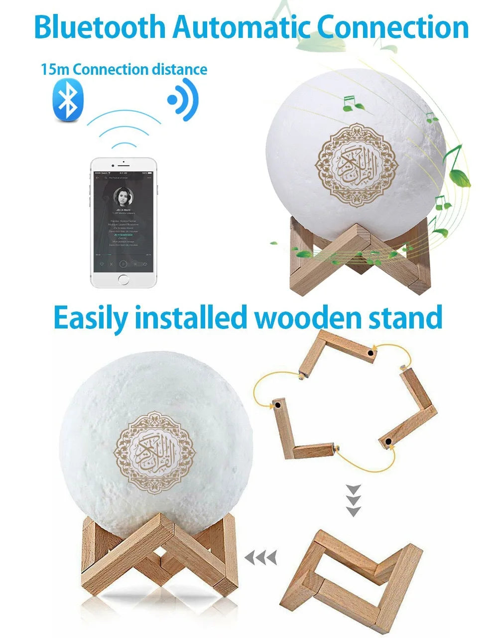 Holy Mini Bright Muslim Night Light Quran Lamp Box Koran Gift Azan Wireless Bluetooth Speaker Sound Portable Blutooth Music Home