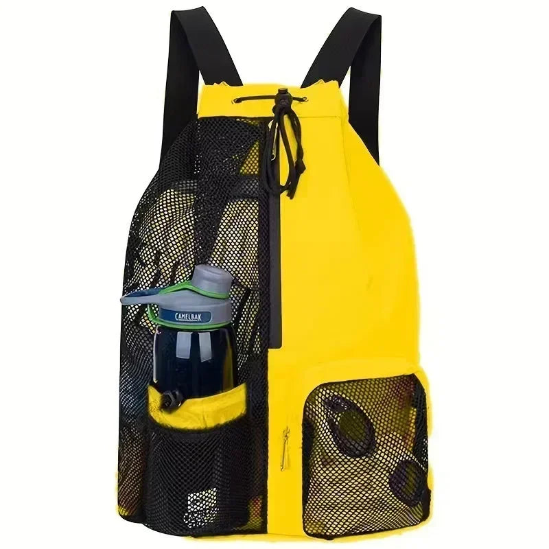 Swimming Bag Mesh Drawstring Backpack Convenient To Carry Beach Diving Backpack Wet Backpack Gym Sports Backpack Beauty World Shop