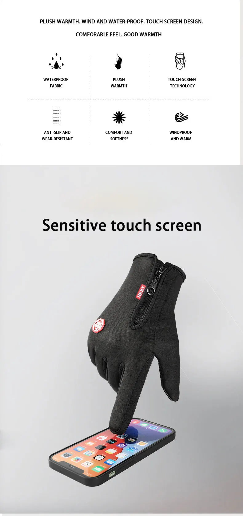 Winter Men's And Women's Warm Gloves, Waterproof And Skin Friendly Touch Screen, Suitable For Cycling And Skiing Beauty World Shop