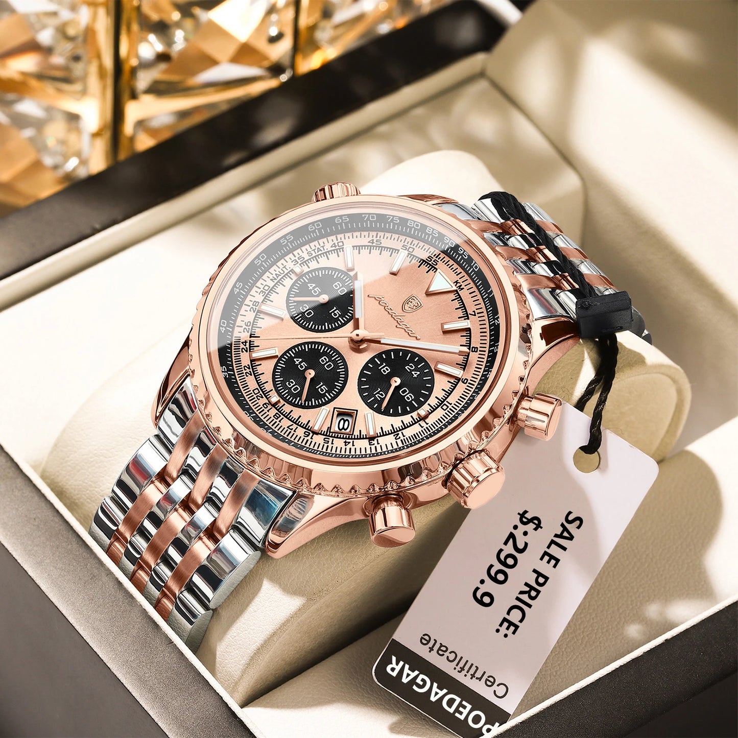 POEDAGAR Luxury Watches For Men Date Chronograph Stainless Steel Man Watch Waterproof Luminous Sport Military Men's Quartz Watch Beauty World Shop