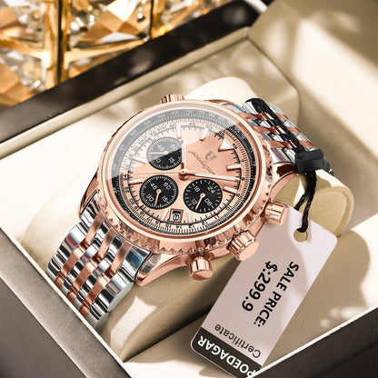 POEDAGAR Luxury Watches For Men Date Chronograph Stainless Steel Man Watch Waterproof Luminous Sport Military Men's Quartz Watch Beauty World Shop