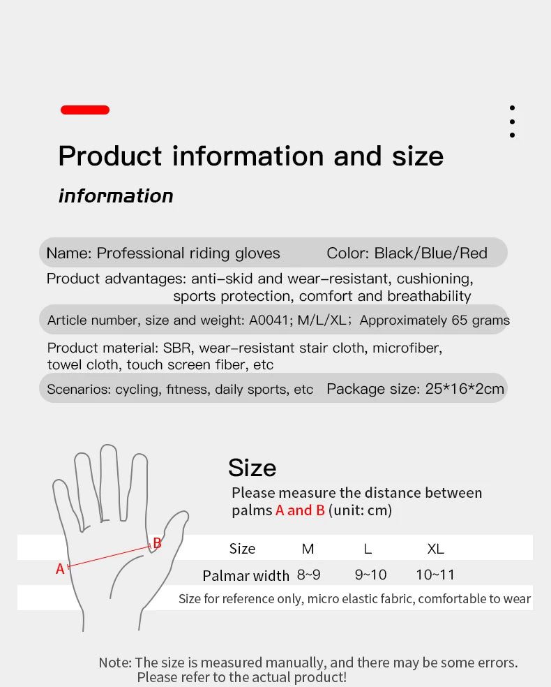 MTB Bike Sports Cycling Gloves Full Finger Men Women Running Fitness Gym Spring Summer Riding Motorcycle Gloves Beauty World Shop