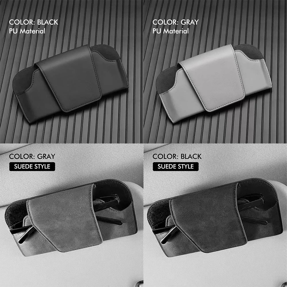 Car Glasses Case Auto Sun Visor Premium Suede Glasses Holder Wear-Resistant Sunglasses Protective Box Universal Cars Accessories Beauty World Shop