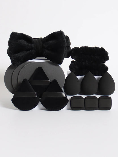 15Pcs Multi-Colored Fluffy Headband and Makeup Sponge Set-Sweet Style, Perfect Beauty Assistant Beauty World Shop