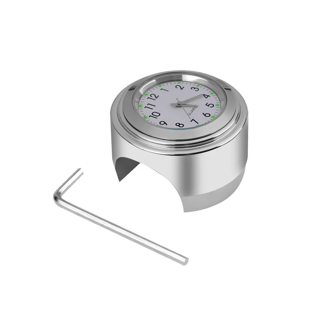 Aluminum Luminous Quartz Watch 22-25mm Motorcycle Scooter Bicycle Handlebar Mount Clock Time Display Clock Moto Accessories Beauty World Shop