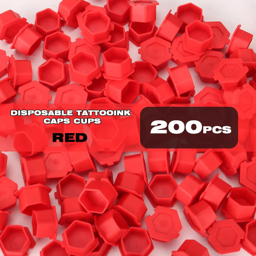 200Pcs Disposable Tattoo Silicone Ink Cup Permanent Makeup Pigment Holder Container Cap Tattoo Ink Accessories for Tattoo Artist Beauty Trend Shop