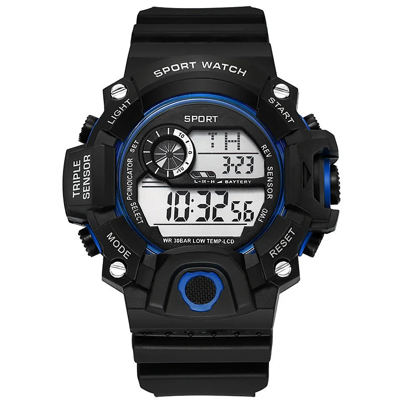 Fashion Men's Watch Sports Electronic Wristwatch Large dial Multifunctional Waterproof Luminous Alarm Kids Male's Military Watch Beauty World Shop