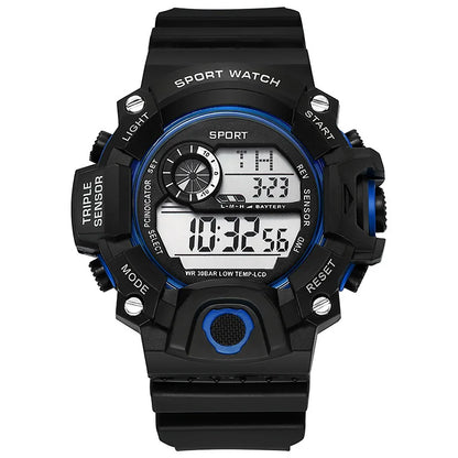 Fashion Men's Watch Sports Electronic Wristwatch Large dial Multifunctional Waterproof Luminous Alarm Kids Male's Military Watch Beauty World Shop