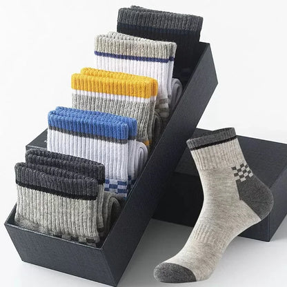 Men's Mid-Calf Cotton Socks 10/5/3 Pairs | Soft Breathable All-Season Crew Socks Solid Color for Daily Work, Sports &Casual Wear Beauty World Shop